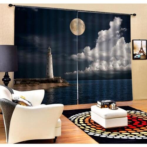Luxury Blackout 3D Window Curtain For Living Room High quality custom 3d curtain fabric night wallpapers moon wallpaper