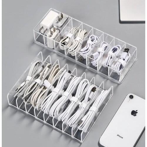 8 Grids USB Cable Storage Box Desktop Wire Organizer Makeup Jewelry Holder Container Drawer Home Accessories Office Rangement