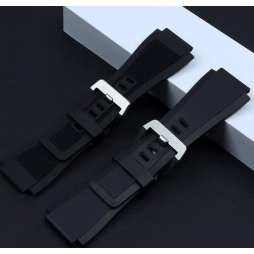 Silicone Top Quality Rubber Watch Band 34mm x 24mm For Bell Strap Series BR01 BR03 Watchband Bracelet Belt Ross Pin Buckle