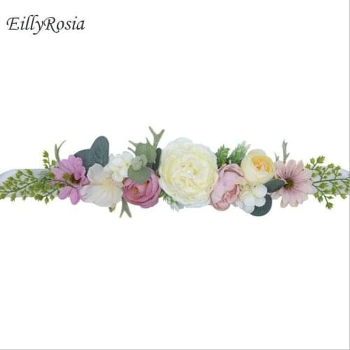 EillyRosia Boho Wedding Belt Bridal Elegant Ornaments Waistband Rhinestone Accessories Blossom Bridal Dress Sashes Wedding Belt
