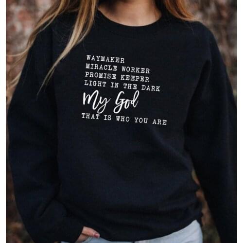 Waymaker MIRACLE WORKER Sweatshirt Christian Sweatshirts Religion Faith Pullover women casual cotton pullovers Faith tops