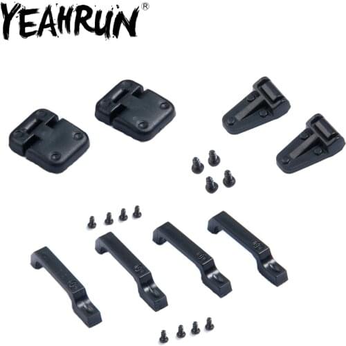 YEAHRUN ABS Plastic Black Car Door Hinges & Door Handles & Engine Cover Hinge For RC Traxxas TRX-4 TRX4 1/10 RC Crawler Car Part