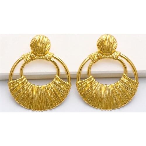 JURAN Punk Metal Round Dangle Earrings Gold Color Jewelry Boho Women Wedding Gifts Friends Party Statement Earrings Accessories