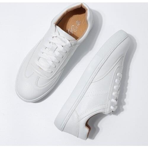 Womens Leather White Chunky Sneakers Big size Platform Sneakers Ladies Casual Thick Sole Zapatillas Mujer Platform Sneakers