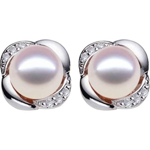 Fashion Pearl Earrings Pearl For Women Jewelry Of Silver Romantic Roses real pearl 925 Silver Earrings Wedding Jewelry