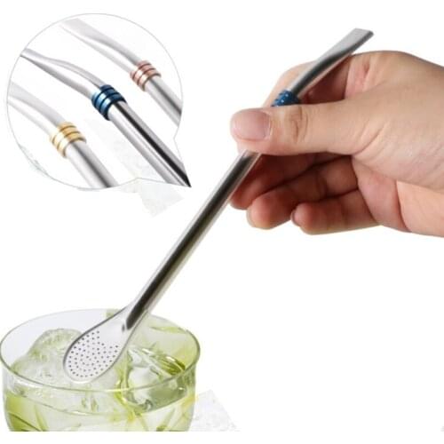 1PC Stainless Steel Filter Stirring Spoon Lengthened Coffee Straw Small Tool Household Office Flower Tea Small Spoon