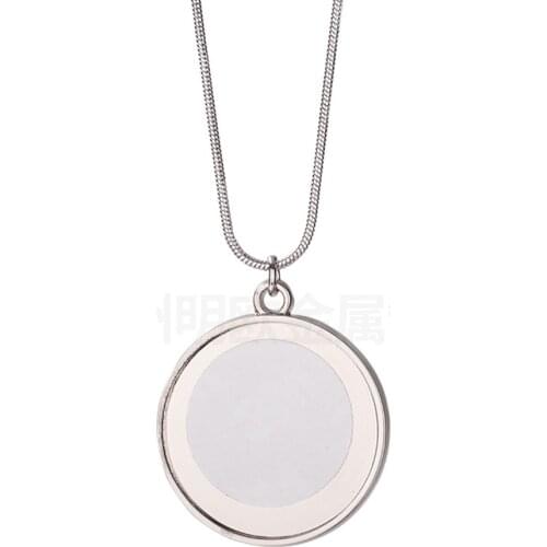 10pcs/lot sublimation blank necklaces pendants round necklace pendant hot tranfer printing consumable