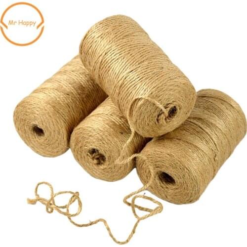 100 meters cord natural Hemp rope Dry rope used for DIY Winding decoration, decorate present Packing line and party
