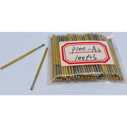 100Pcs Metal Brass Nickel-Plated Compression Spring Test Pin P100-A2 Diameter 1.36mm Electronic Home Universal Test Probe