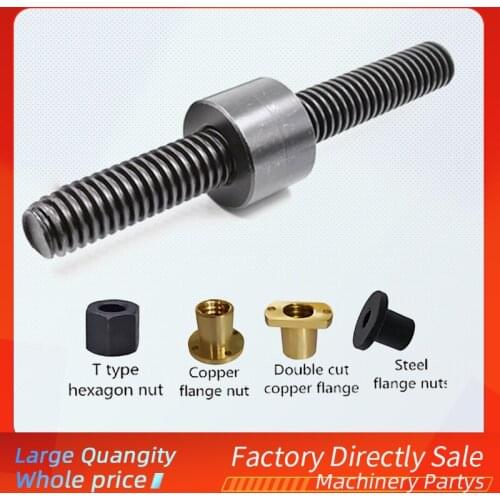 2PCS T28*5 *1M/1.5M/2M trapezoidal lead screw, round nut/steel flange nut/hex nut/double-cut edge copper flange nut