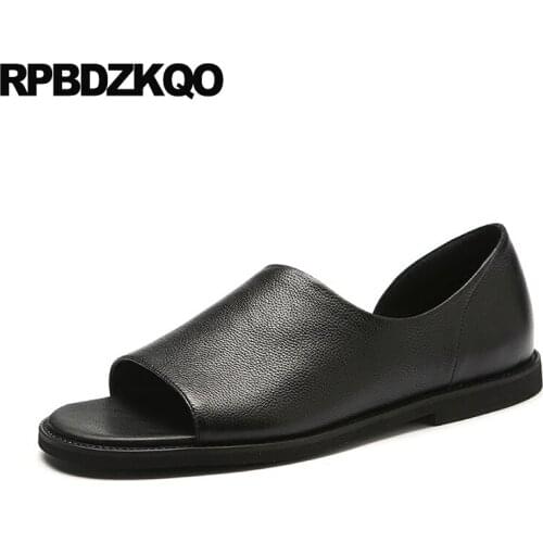 2018 Japanese Black Famous Brand Casual Sandals Breathable Designer Shoes Men High Quality Summer Flat Genuine Leather Outdoor