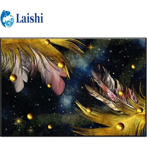 5D diy Golden feather full round diamond painting cross stitch kits diamond embroidery mosaic pattern picture home decor gift