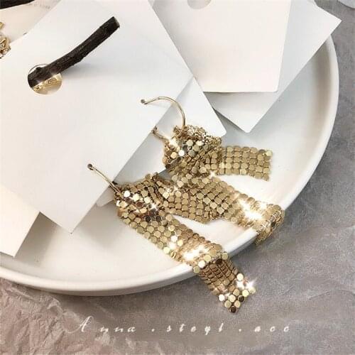 925 Silver Pin Sexy Goddess Exaggerated Temperament Color Sequins Tassel Long Earrings Womens Jewelry Earings Fashion Jewelry