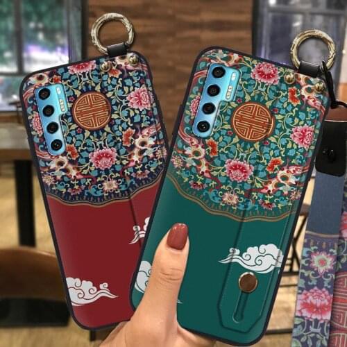 Anti-dust Lanyard Phone Case For TCL 20 Pro 5G Kickstand Durable Shockproof Soft Case Waterproof