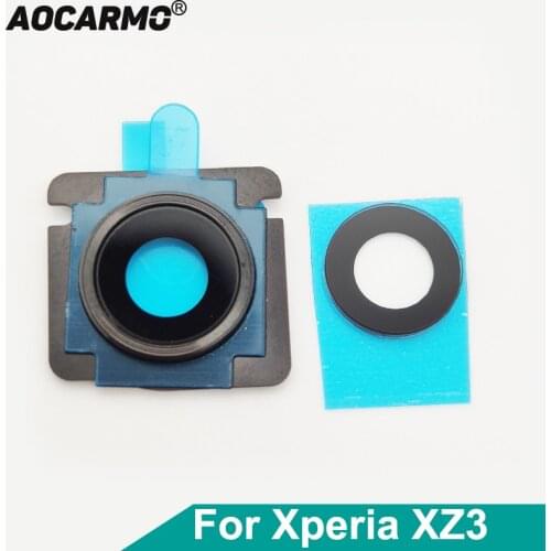 Aocarmo Back Lens Rear Camera Len Glass With Ring Frame Adhesive Sticker For Sony Xperia XZ3 H9493 H8416 H9436 SOV39 SO-01L