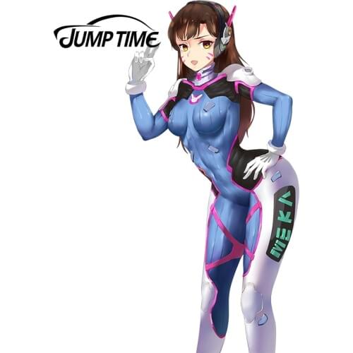 JumpTime 13cm x 6.42cm Car Decoration Stickers Overwatch D.Va (Hana Song) Collection Sexy Beauty Drift Racing Decal Car Sticker