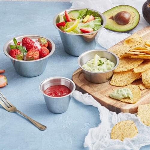 Stainless Steel Sauce Cup Seasoning Dish Saucer Appetizer Plates Sauce Container for Restaurant