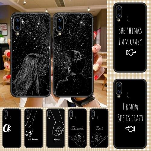 Best Friends Couple Love Phone case For Huawei Honor 6 7 8 9 10 10i 20 A C X Lite Pro Play black fashion coque pretty waterproof
