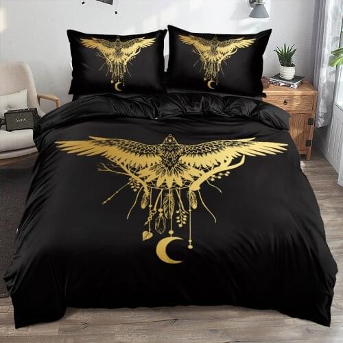 3D Black Custom Design Beddings Pillow Shames Sets Duvet Covers Set Linens Bed King Queen Full Twin Size Bohemian Bedclothes