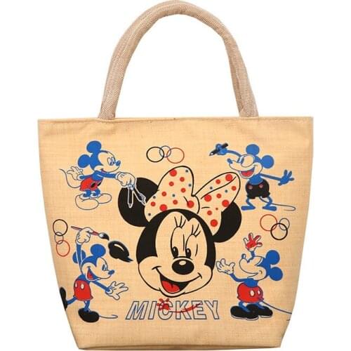 Disney cartoon small bag new fashion printed canvas bag leisure minnie mouse lunch bag walk hand bent small coin bag handbag