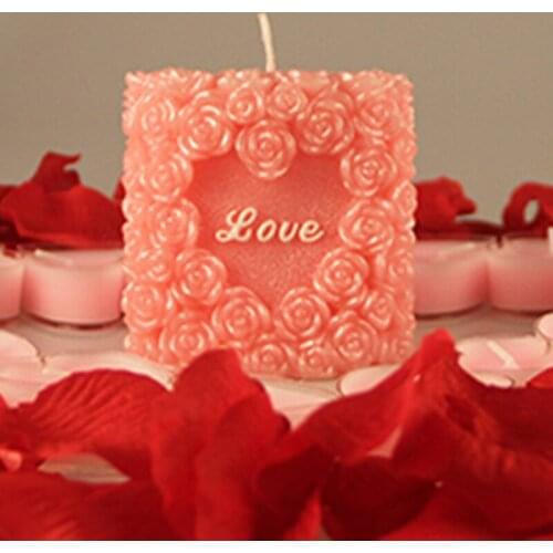 Rose Heart Shape Candle Mold Cylinder Moule Silicone For Wedding Party Dinner Diy Handmade Valentine Love Gift Scented Molds