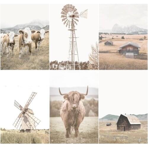 GATYZTORY Modern DIY Oil Painting By Numbers Cattle Prairie Scenery HandPainted Canvas Wall Picture Art Animal Home Decoration