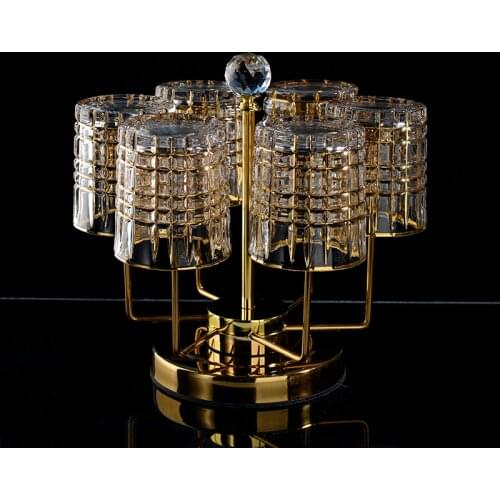 GY European-Style Retro Gold Crystal Glass Wine Glass Whiskey Shot Glass High-End Wine Bottle Cup Holder Set