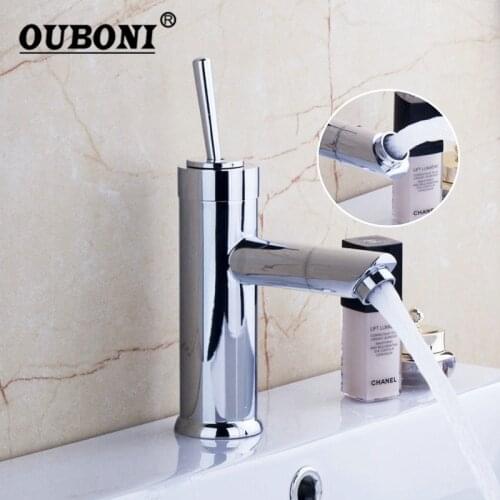 Chrome Faucet Bathroom Basin torneira Modern Design Rotatble Water Outlet Chrome Polished Sink Mixer Tap Deck Mounted