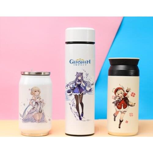 Game Genshin Impact Venti Diluc Klee Keqing Student Creative Vacuum Cup Portable Water Bottle 304 Stainless Steel Thermos Cup