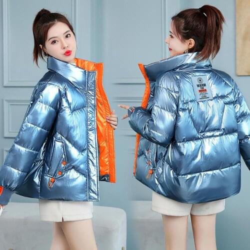 Womens Quilted Puffer Jacket Solid Stand Collar Long Sleeve Ladies Black Parka Zipper Pockets Winter Thick Coat for Female