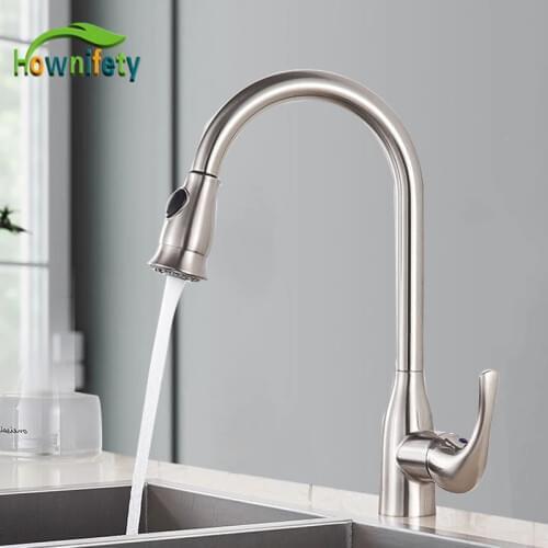 Brushed Nickel/ORB Pull Out Kitchen Faucets Deck Mount Hot Cold Mixer Crane Tap 360 Rotation Wash Faucet