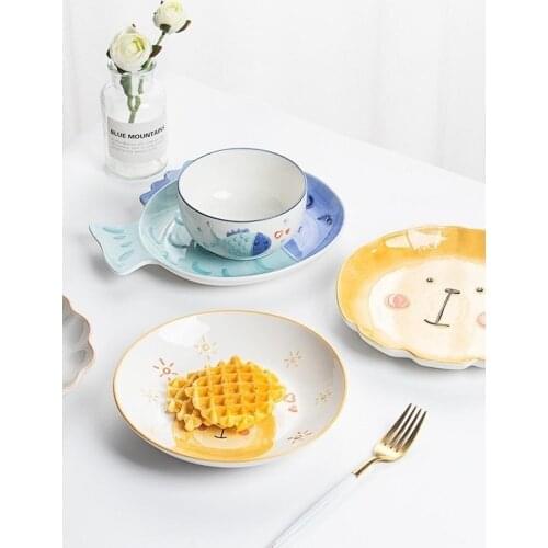 2021 New Cartoon Ceramic Tableware Cute Children Creative Family Animal Plate