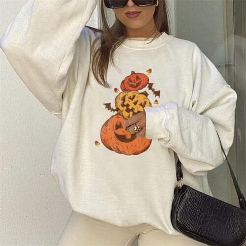 Autumn O-Neck Pullovers Women Korean Loose Clothes Halloween Oversized Sweatshirt Vintage Harajuku Korean Hoodies Fashion Tops