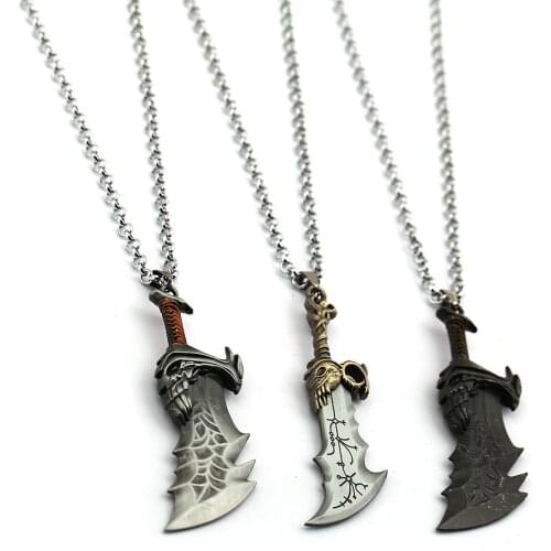 God Of War 60cm Necklace KRATOS Weapon Blades of Chaos Metal Cool Pendant Link Chain Men Necklaces Charm Gifts Game Jewelry