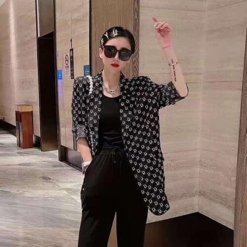 Temperament Black Suit Coat Womens Thin 2021 Spring And Summer New European American Style