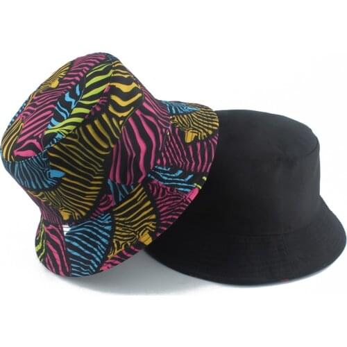 2021 New Men Women Fisherman Hat Panama Summer Cap Zebra Striped Bucket Hat Reversible Fishing Hat