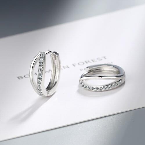 Simple Silver Color Female Small Jewelry Wave Single Row Zircon Earrings for Women Hollown-out Mosaic Zircon Jewelry Girl Gift