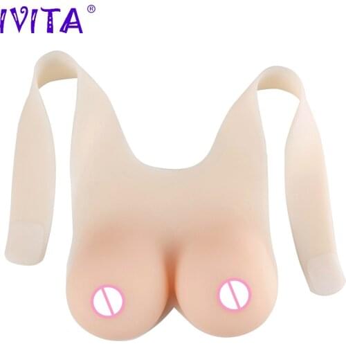 IVITA 5000g Realistic Silicone Breast Forms White Fake Boobs For Transgender Crossdresser Drag Queen Mastectomy Enhancer