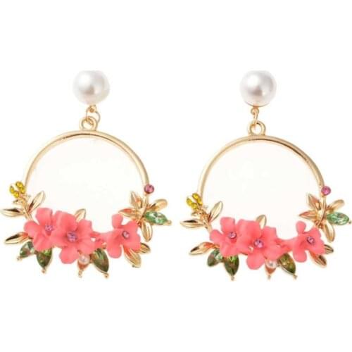 Pink Floral Earrings