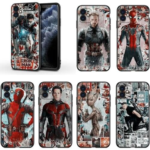 Marvel Avengers superhero For Apple iPhone 13 12 11 Mini XS XR X Pro MAX SE 2020 8 7 6 5 5S Plus Black Silicone Phone Case