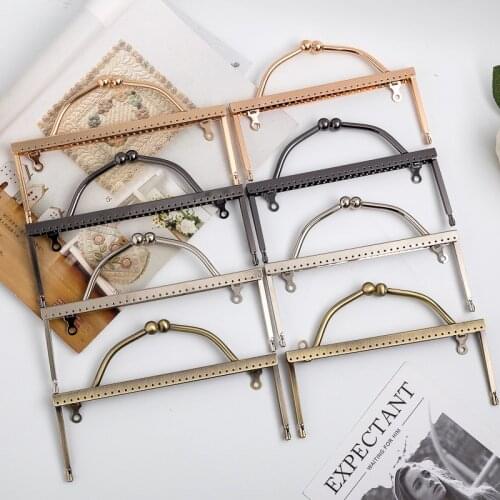 Meetee 1pc/2pcs 18/20cm Female Bags Metal Handle Frame Purse Square Mouth Gold Frames Buckle Handles Kiss Clasp DIY Hardware