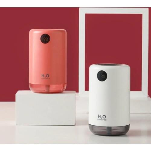 500ML Portable Wireless Humidifier LED Display/Light Battery USB Ultrasonic Humidifier Aromatherapy Cool Air Aroma Oil Diffuser