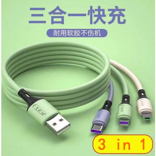 USB 3in1 Data Cable for iPhone Fast Charger Charging Cable For Android phone type c xiaomi huawei Samsung Charger Wire