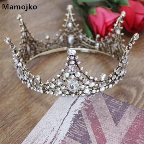 Mamojko Baroque Vintage Crystal Big Circle Crown Fashion Bride Rhinestone Wedding Tiara Jewelry Hair Accessory For Women