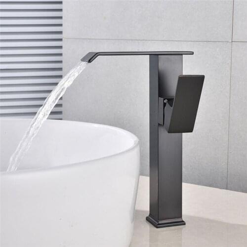 Basin Faucet Tall Waterfall Bathroom Faucet Single handle Basin Mixer Tap Bath Antique Faucet Brass Sink Water Crane Silver