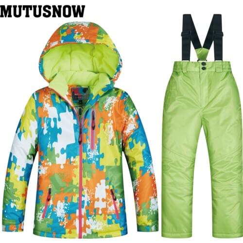 High Quality Kids Ski Suit Super Warm Boys Girls Ski Jacket Pants Set Waterproof Snowboarding Jacket Winter Children Skiing Suit