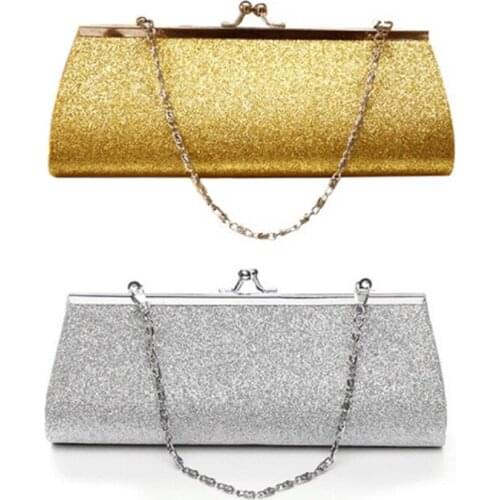 FGGS-2 Pcs Women Glitter Clutch Purse Evening Party Wedding Banquet Handbag Shoulder Bag, Gold & Silver