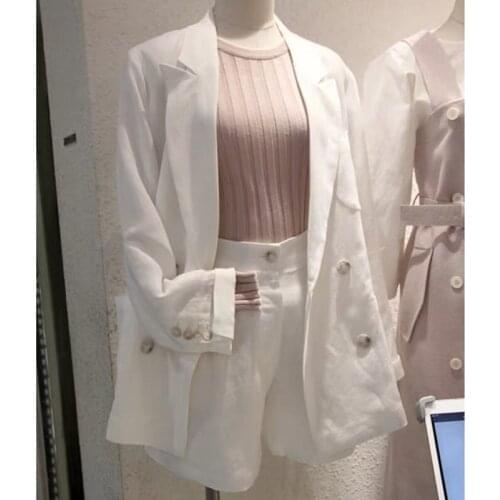 Womens spring andsummer newloosecotton and linen small suit shorts suit female linen breathable suit two-piece suit ladies suit