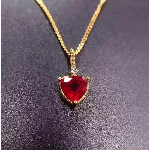 Natural Ruby Heart-shaped Pendants Necklace S925 Sterling Silver Fine Fashion Charm Jewelry For Women Free Shipping MeibaPJFS