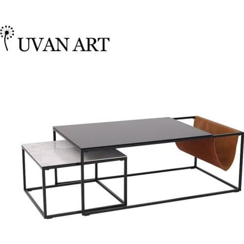 Glass coffee table square living room table small apartment creative leisure 278B-8